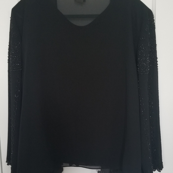 R&M Richards Women Sequins Jacket & Matching Tank Top Black Size 24W - Picture 5 of 5